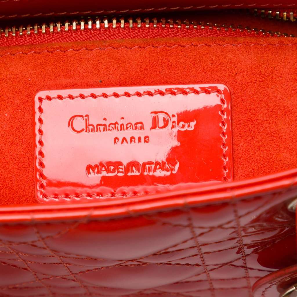 Dior Mini Patent Cannage Lady Dior Orange Leather Very good - Box View
