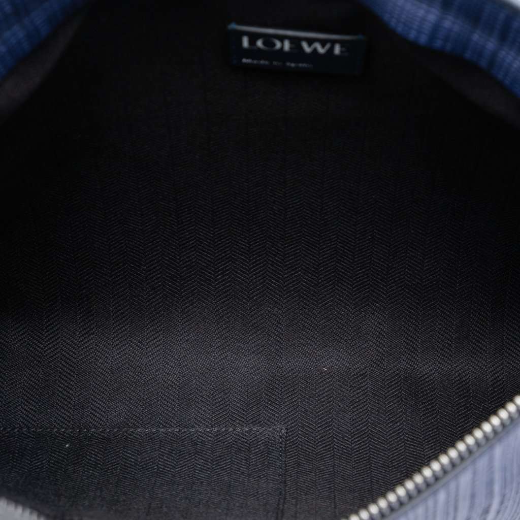 Loewe Large Linen Embossed Calfskin Anagram T Pouch Blue Leather Very good condition - Model View