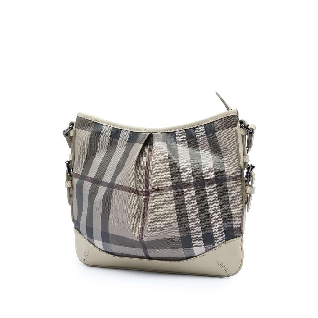 Burberry Smoke Check Coated Canvas Hartham Crossbody Beige Very good - Back View