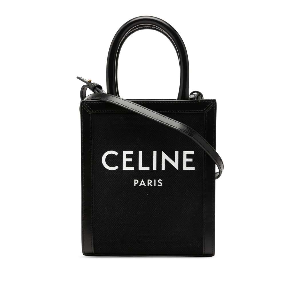 Celine Mini Canvas Vertical Cabas Tote Black Very good - Front View