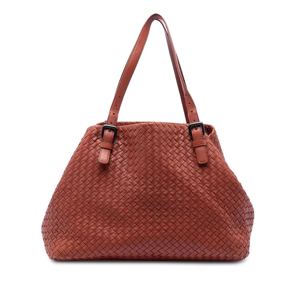 Bottega Veneta Large Nappa Intrecciato Cesta Tote Red Leather Very good condition - Front View