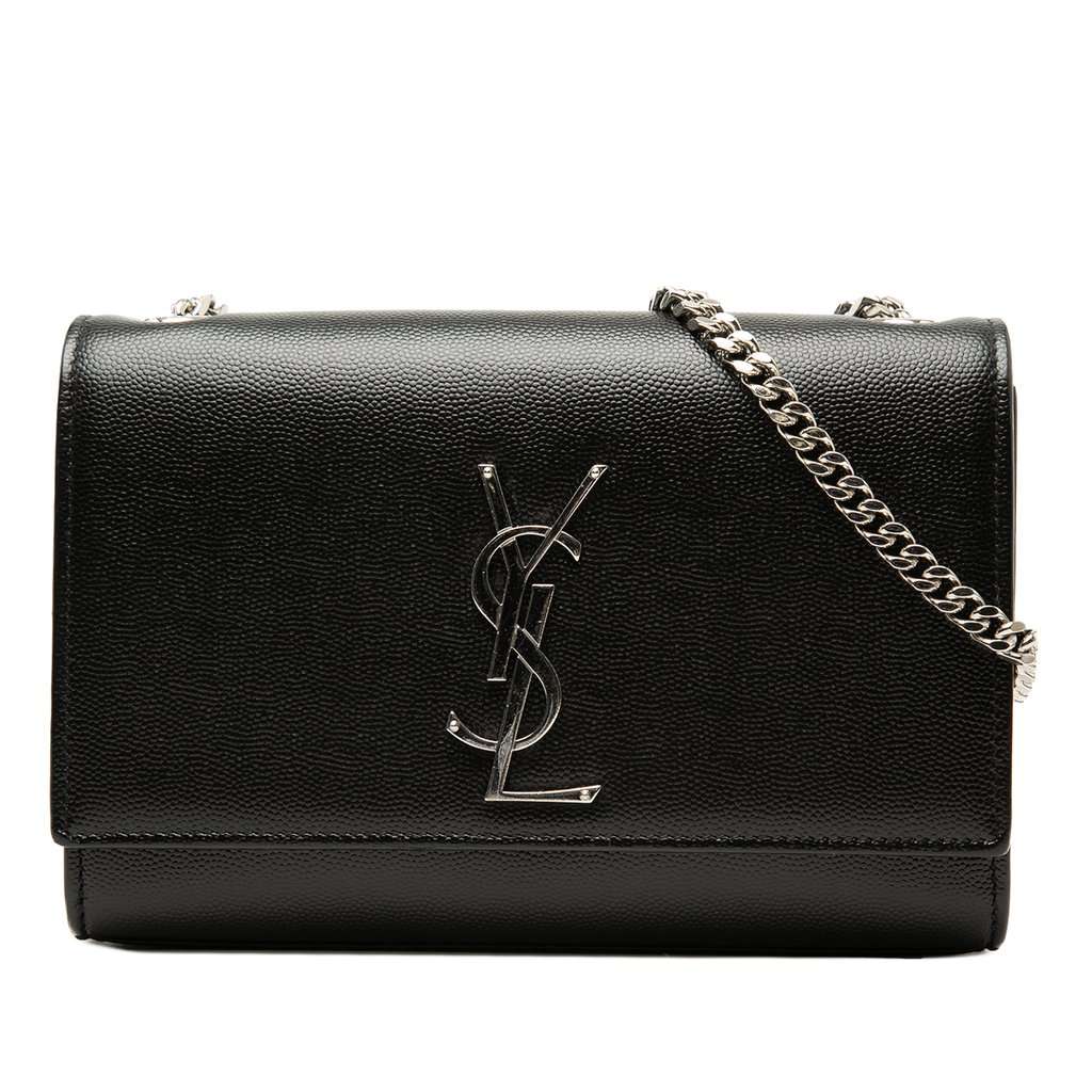 Saint Laurent Small Grain De Poudre Monogram Kate Crossbody Black Leather Very good condition - Front View