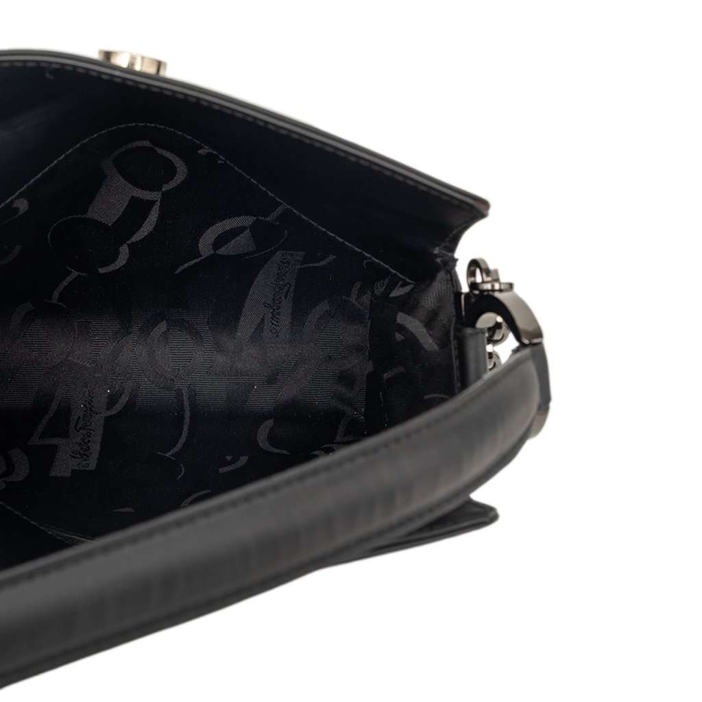 Salvatore Ferragamo Leather Gancini Shoulder Bag Black Leather Very good - Model View