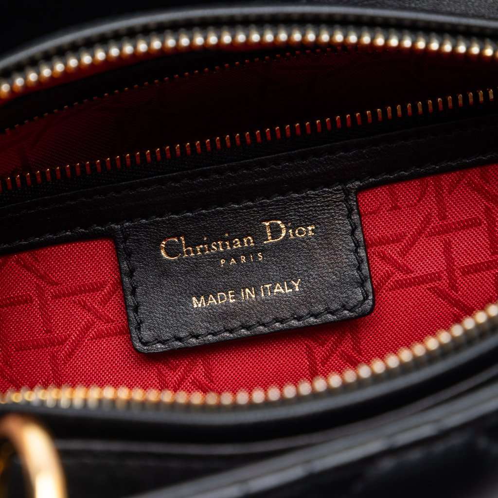 Dior Medium Lambskin Cannage Lady Dior Black Leather Very good condition - Box View