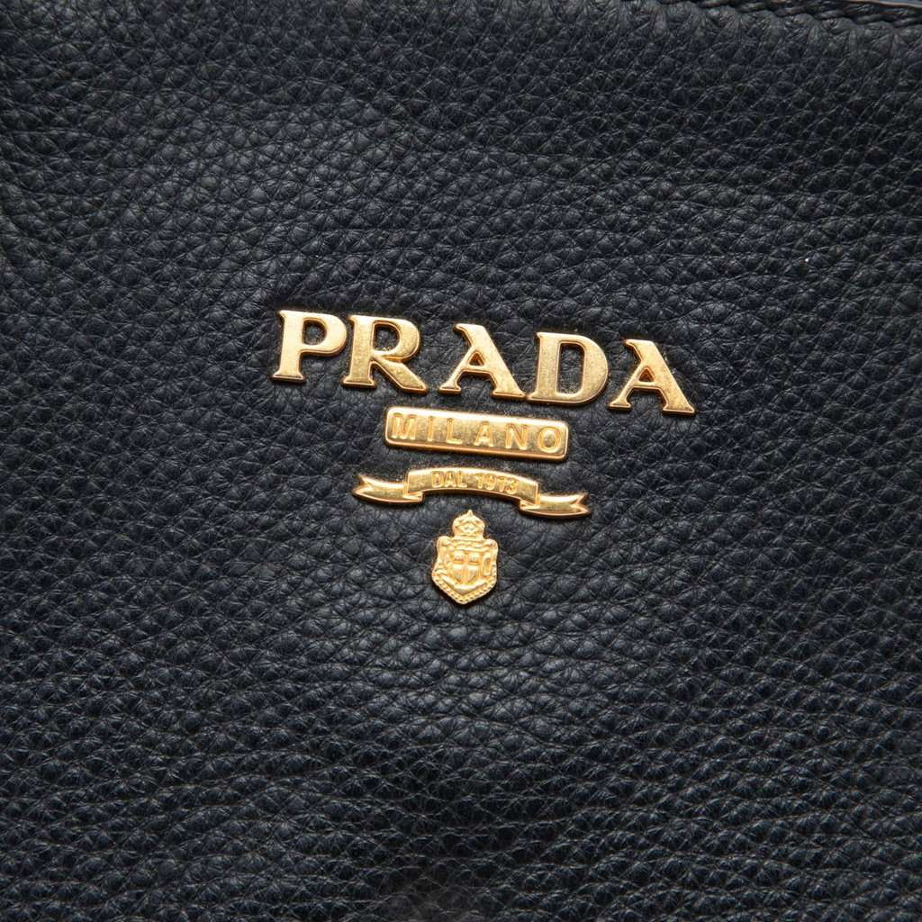 Prada Vitello Daino Zip Top Satchel Black Leather Very good - Box View