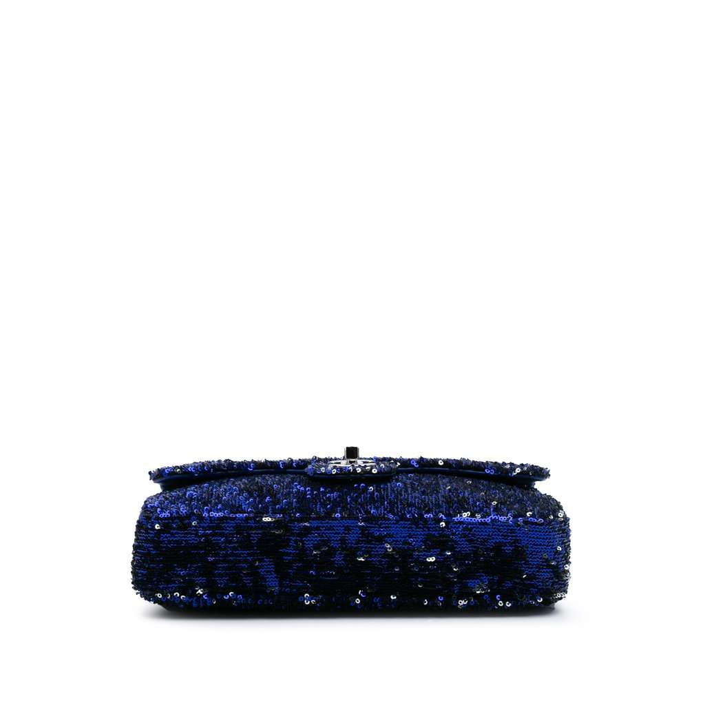 Chanel Medium Classic Sequin Single Flap Blue Very good condition - Inside View