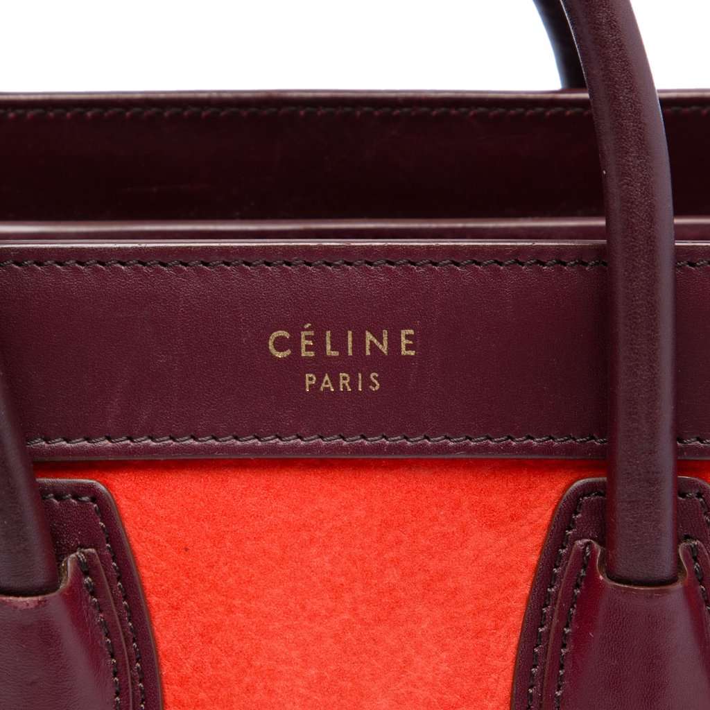 Celine Nano Tricolor Nubuck and Calfskin Luggage Tote Orange Leather Very good - Box View