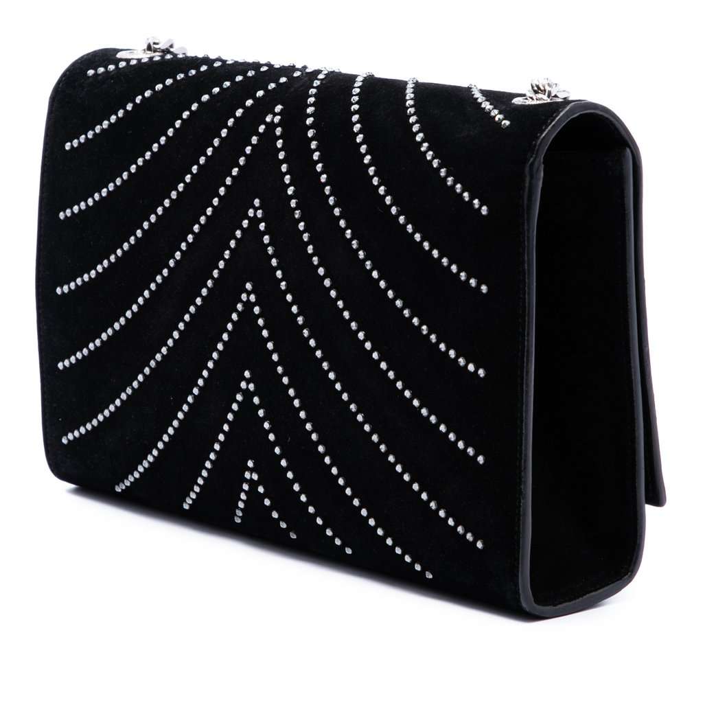 Saint Laurent Suede Crystal Monogram Kate Crossbody Black Leather Very good condition - Back View