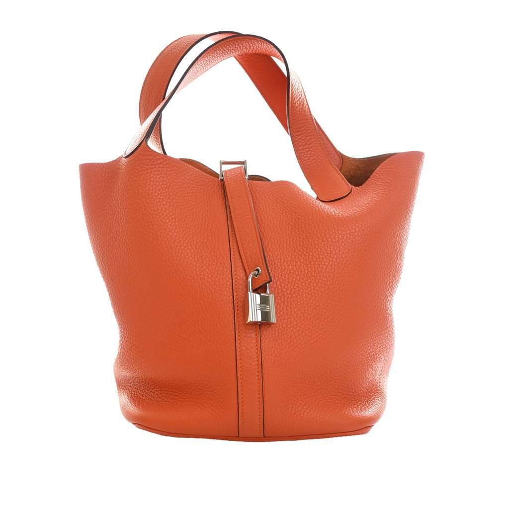 Hermès Clemence Picotin Lock 26 Orange Leather Very good condition - Front View