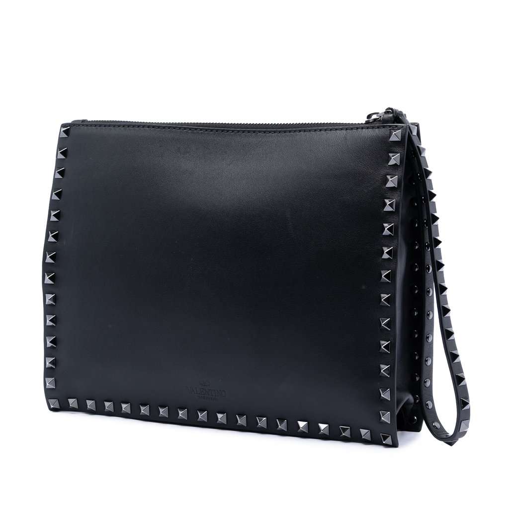 Valentino Leather Rockstud Clutch Black Leather Very good condition - Back View