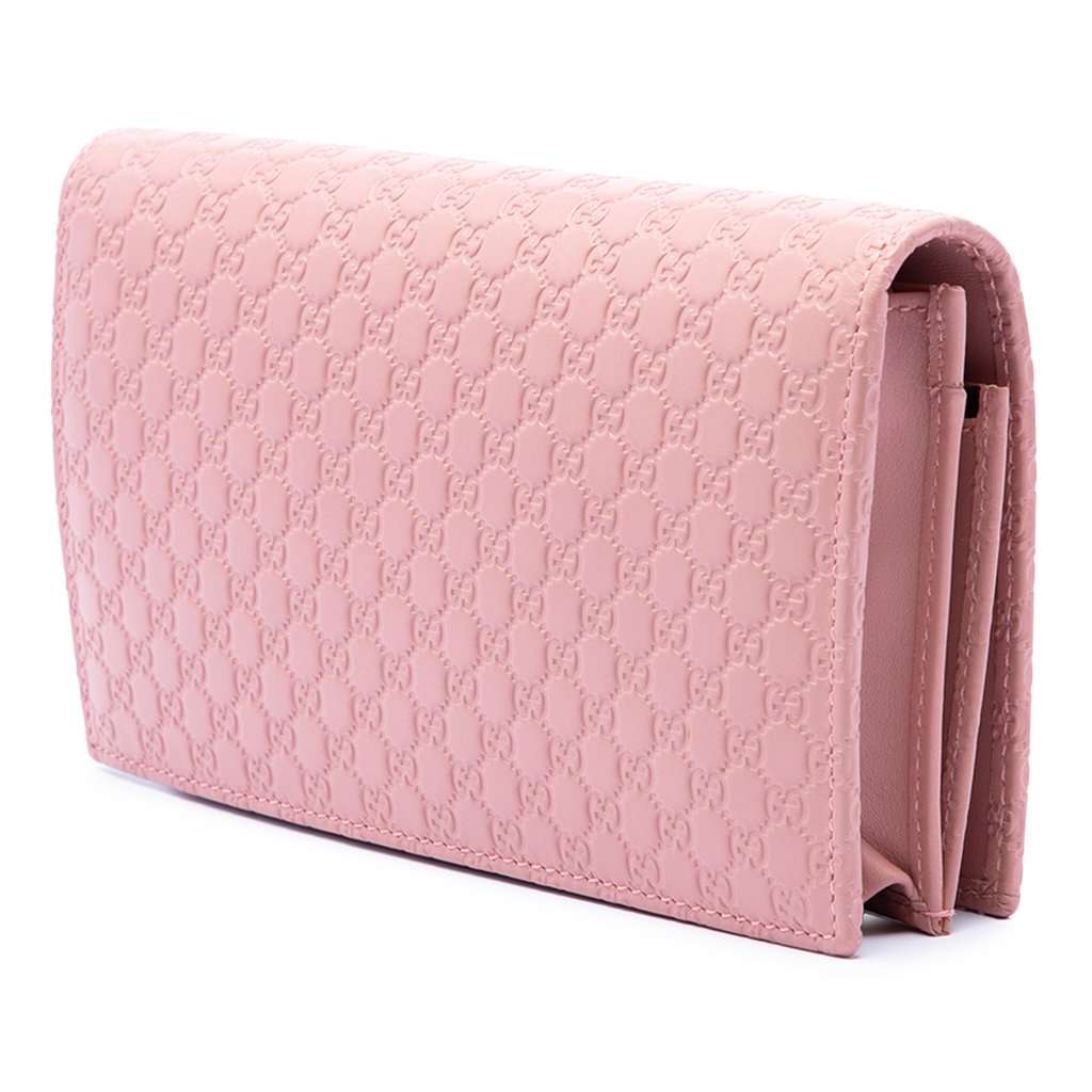 Gucci Microguccissima Wallet on Strap Pink Leather Very good condition - Back View