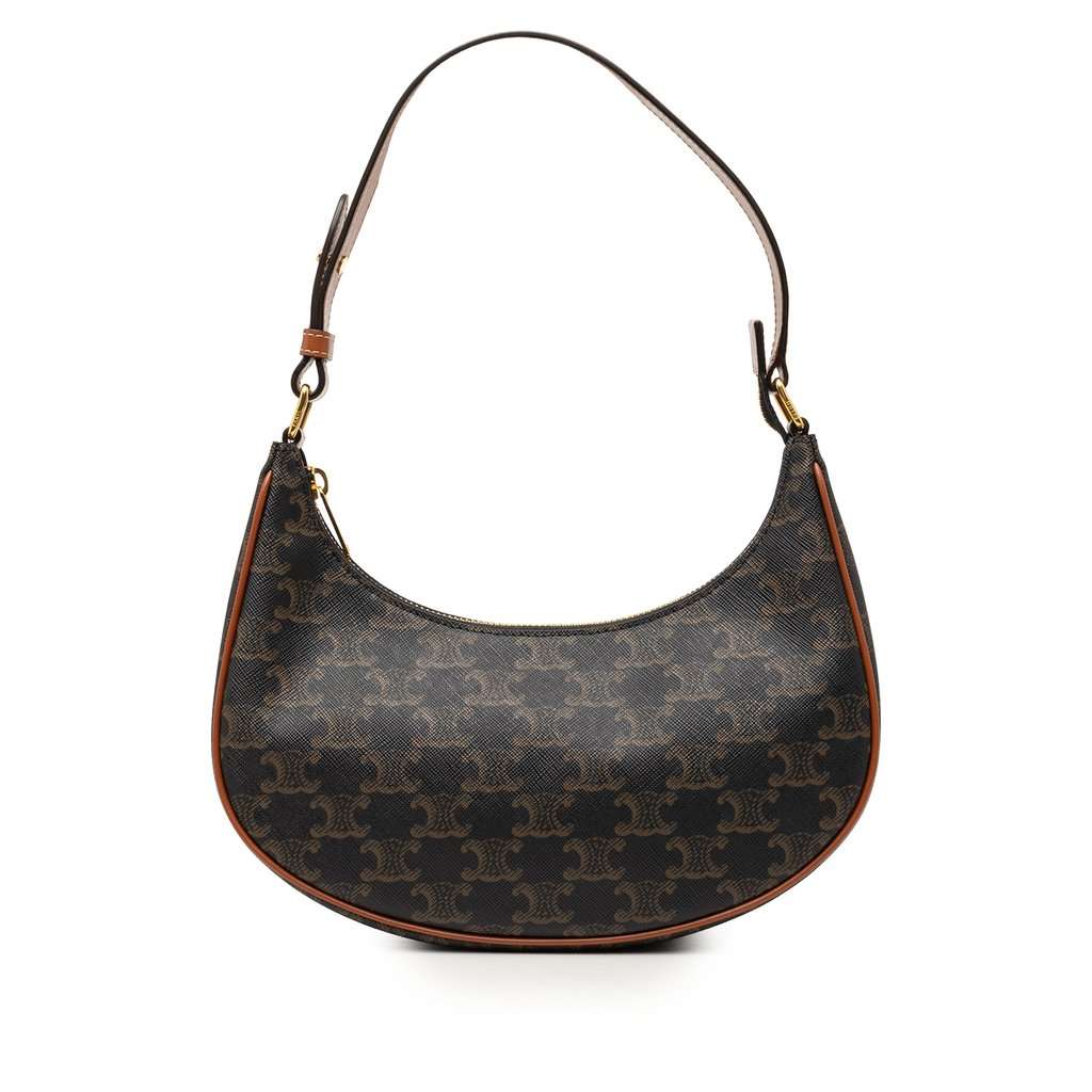 Celine Triomphe Coated Canvas Ava Shoulder Bag Brown Very good condition - Front View