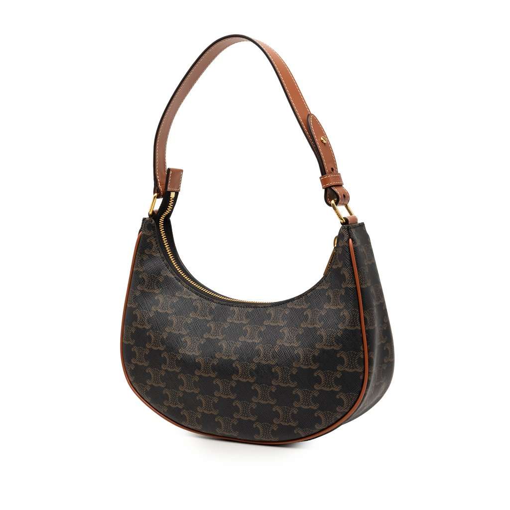 Celine Triomphe Coated Canvas Ava Shoulder Bag Brown Very good condition - Back View