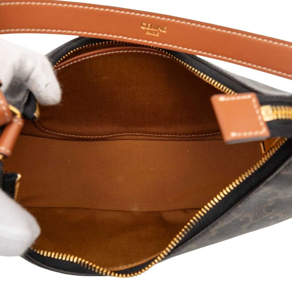 Celine Triomphe Coated Canvas Ava Shoulder Bag Brown Very good condition - Model View