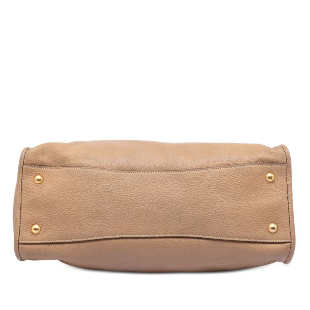 Prada Vitello Daino Zip Top Satchel Brown Leather Very good - Inside View