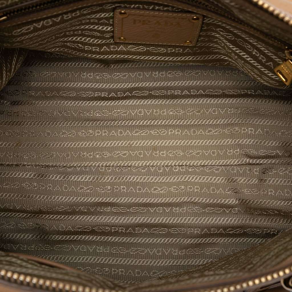 Prada Vitello Daino Zip Top Satchel Brown Leather Very good - Model View
