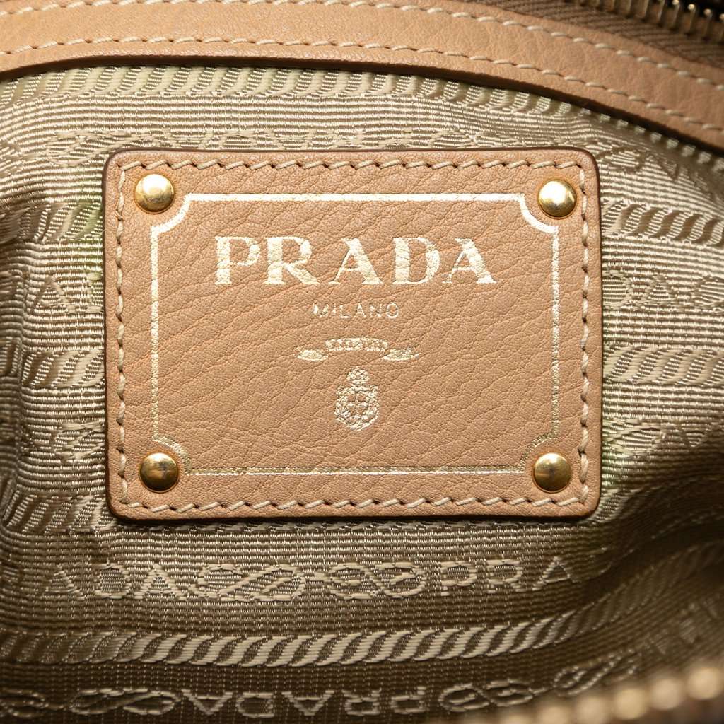 Prada Vitello Daino Zip Top Satchel Brown Leather Very good - Box View
