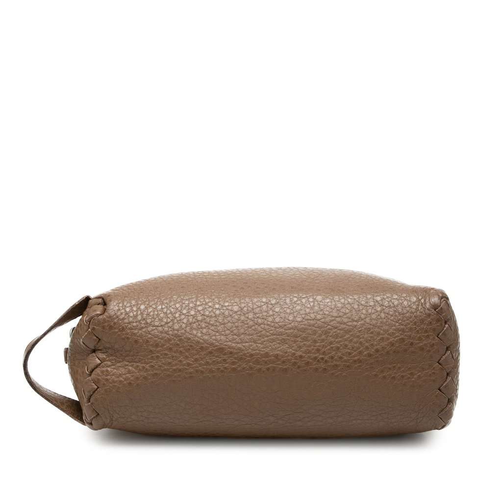 Bottega Veneta Intrecciato Trimmed Cervo Toiletry Pouch Brown Leather Very good condition - Inside View
