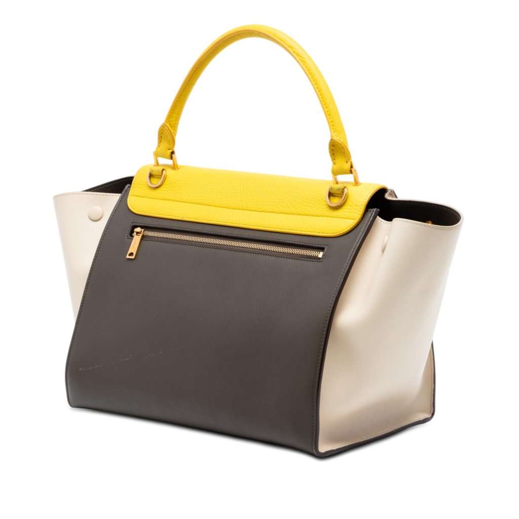Celine Small Tricolor Leather Trapeze Satchel Brown Leather Very good condition - Back View