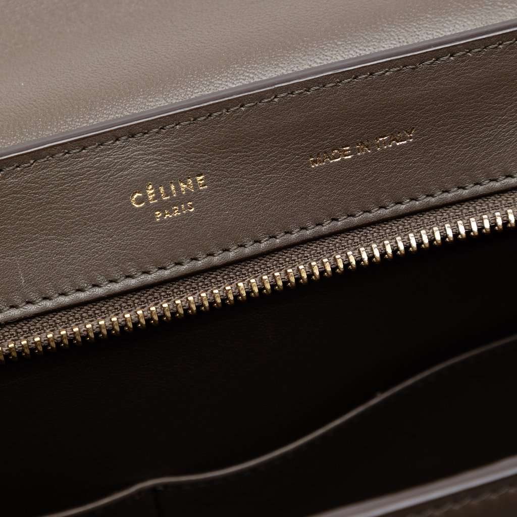 Celine Small Tricolor Leather Trapeze Satchel Brown Leather Very good condition - Box View