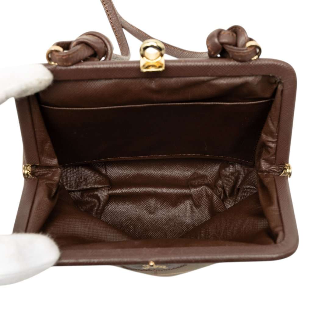 Burberry Vintage Check Canvas Kiss Lock Crossbody Brown Very good - Model View