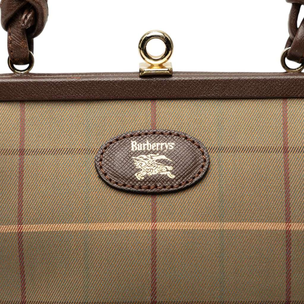 Burberry Vintage Check Canvas Kiss Lock Crossbody Brown Very good - Box View