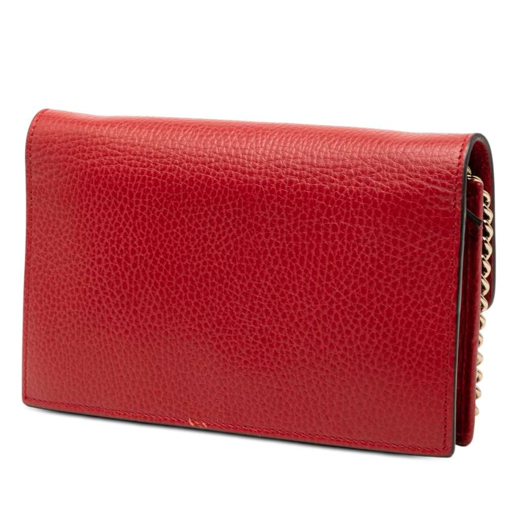 Gucci Dollar Calfskin Interlocking G Wallet on Chain Red Leather Very good condition - Back View
