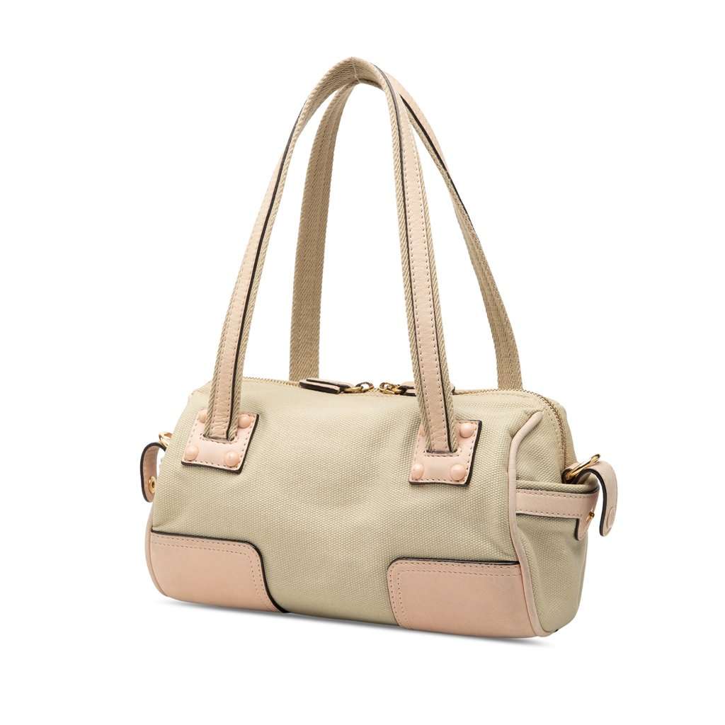 LOEWE Mini Canvas Anagram Barrel Bag Beige Very good - Back View