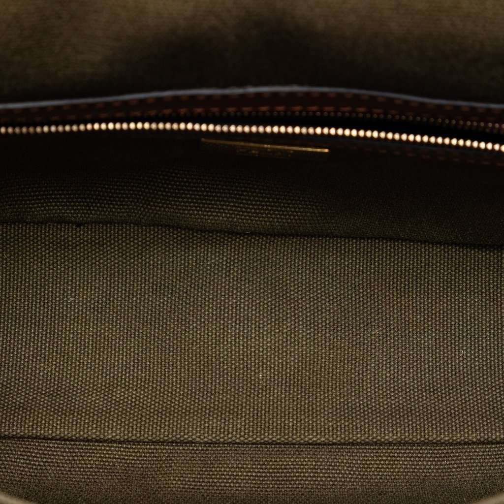 Fendi Sarah Coleman FF Canvas Fish Eye Embroidered Baguette Satchel Green Very good condition - Model View