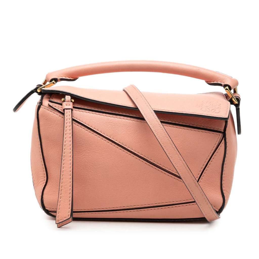 LOEWE Mini Calfskin Puzzle Satchel Pink Leather Very good - Front View