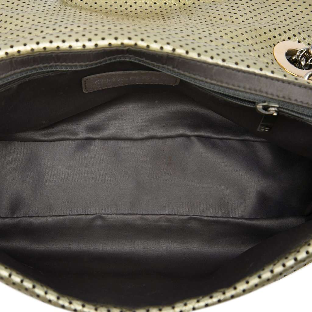 Chanel Metallic Perforated Calfskin Reissue 2.55 Drill Flap Gold Leather Very good condition - Model View