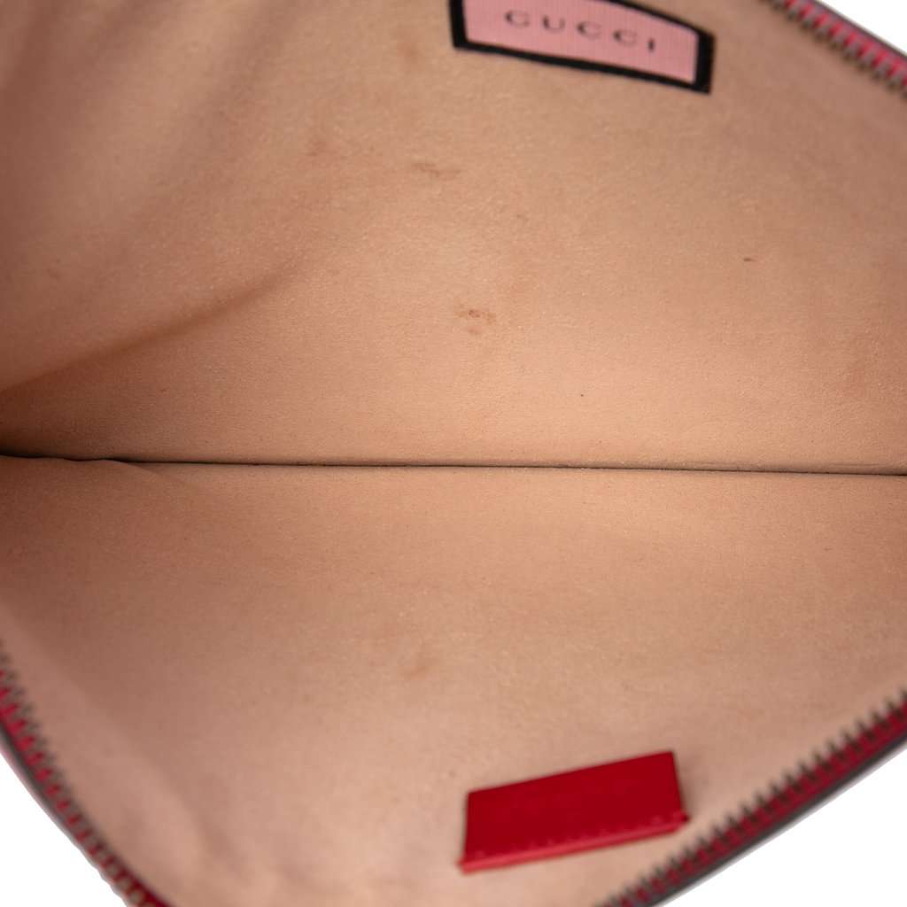 Gucci Calfskin Ghost Hamlet Skull Zip Pouch Red Leather Very good condition - Model View