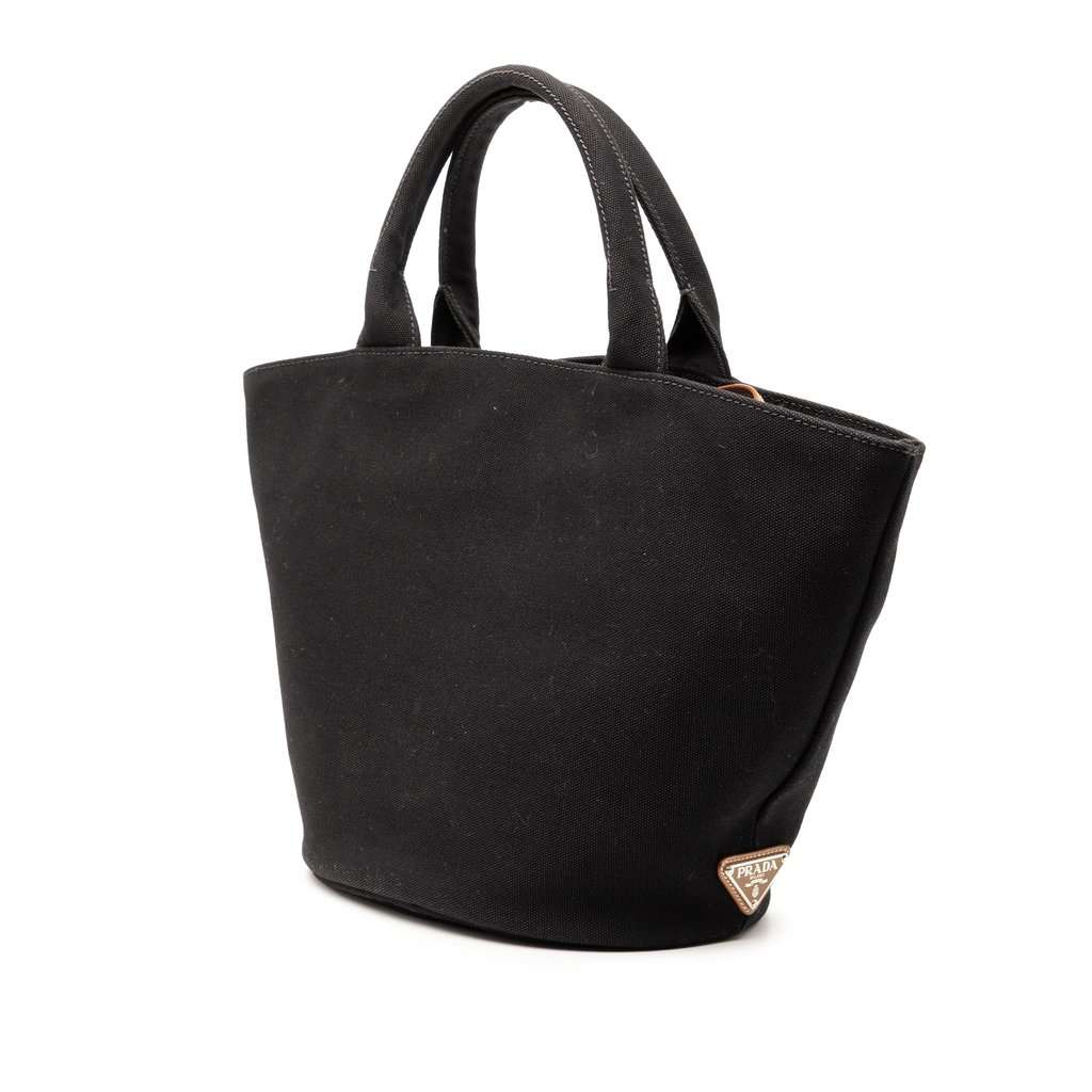 Prada Canvas Canapa Logo Satchel Black Very good condition - Back View