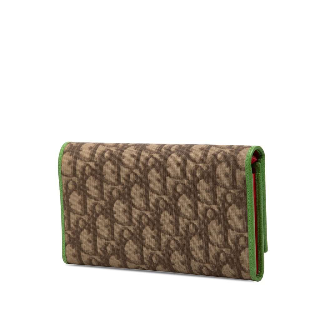 Dior Diorissimo Trotter Coated Canvas Rasta Long Wallet Brown Very good - Back View