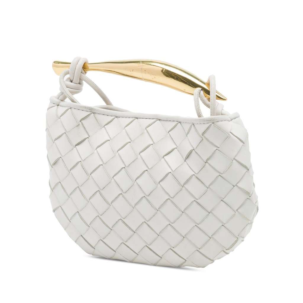 Bottega Veneta Mini Nappa Intrecciato Sardine White Leather Very good - Back View