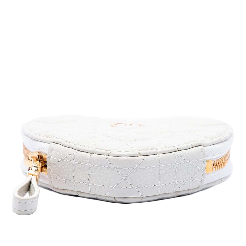 Dior DiorAmour Calfskin Cannage Caro Heart Pouch With Chain White Leather Very good condition - Inside View