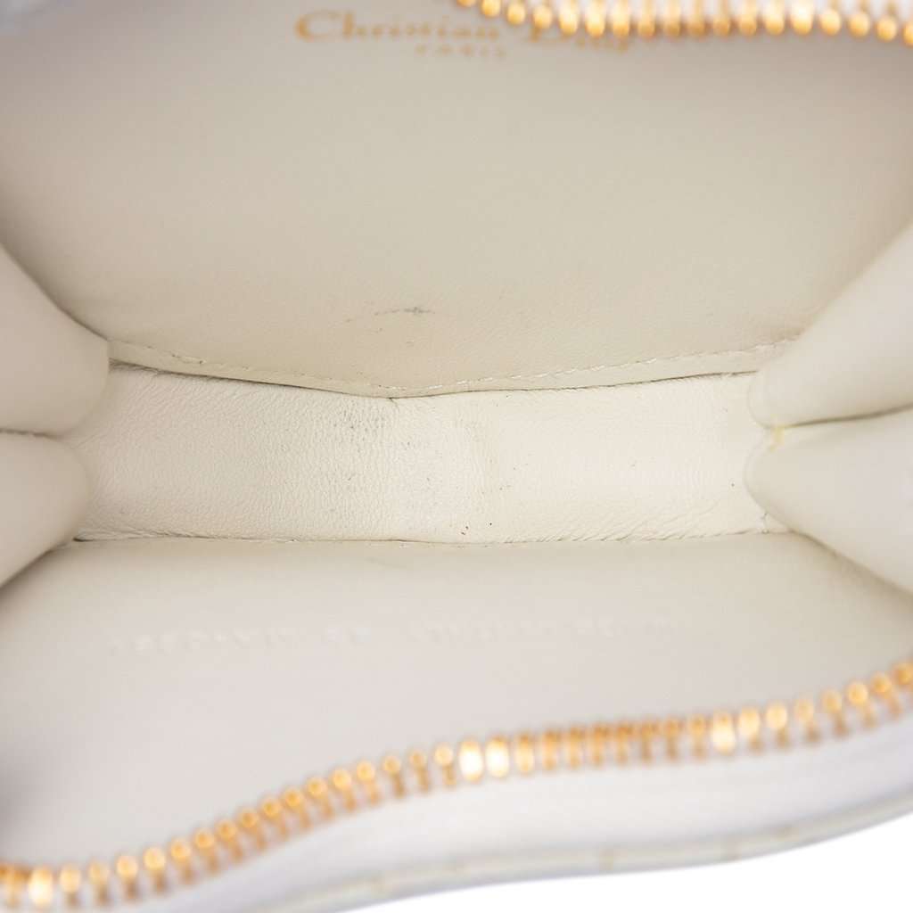 Dior DiorAmour Calfskin Cannage Caro Heart Pouch With Chain White Leather Very good condition - Model View