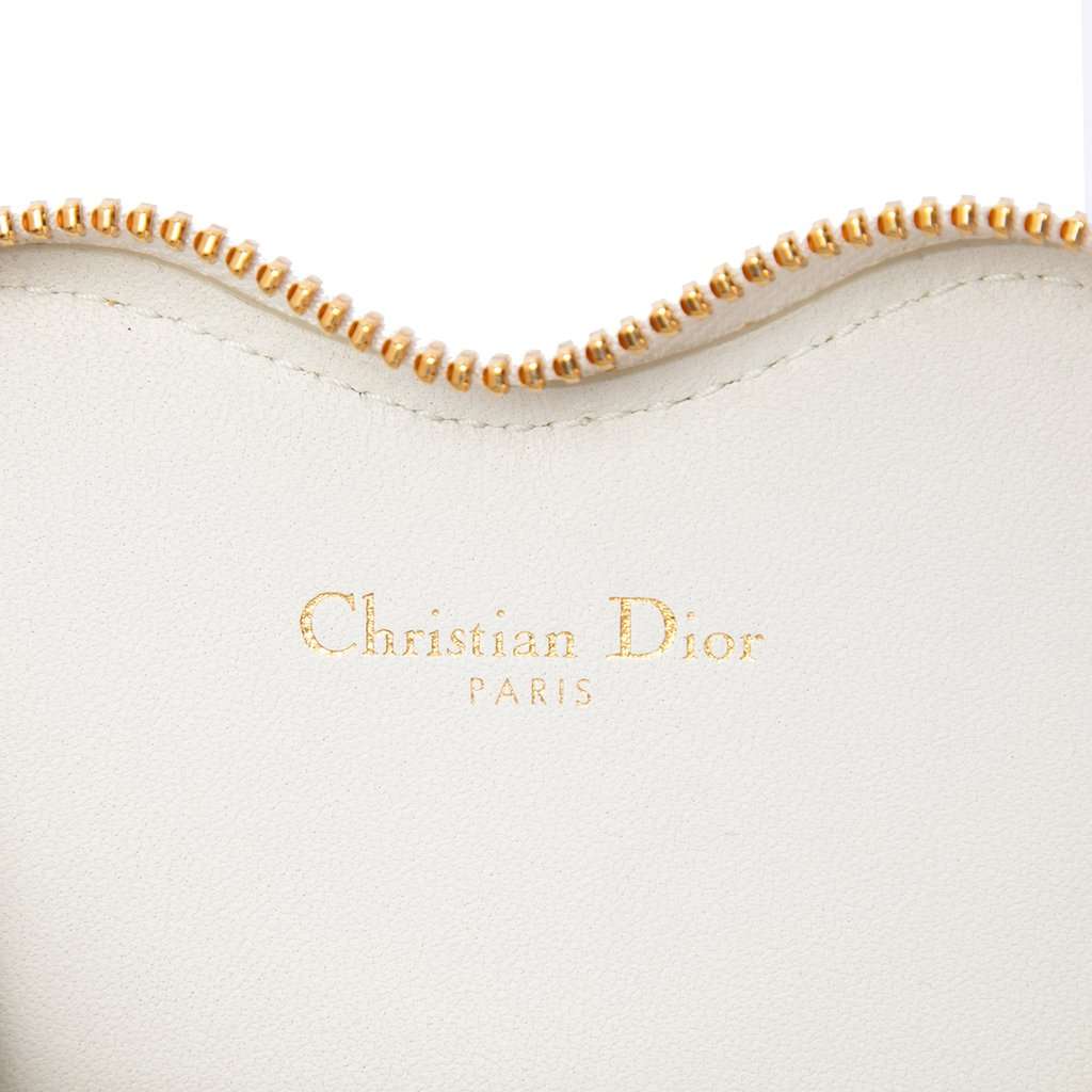Dior DiorAmour Calfskin Cannage Caro Heart Pouch With Chain White Leather Very good condition - Box View