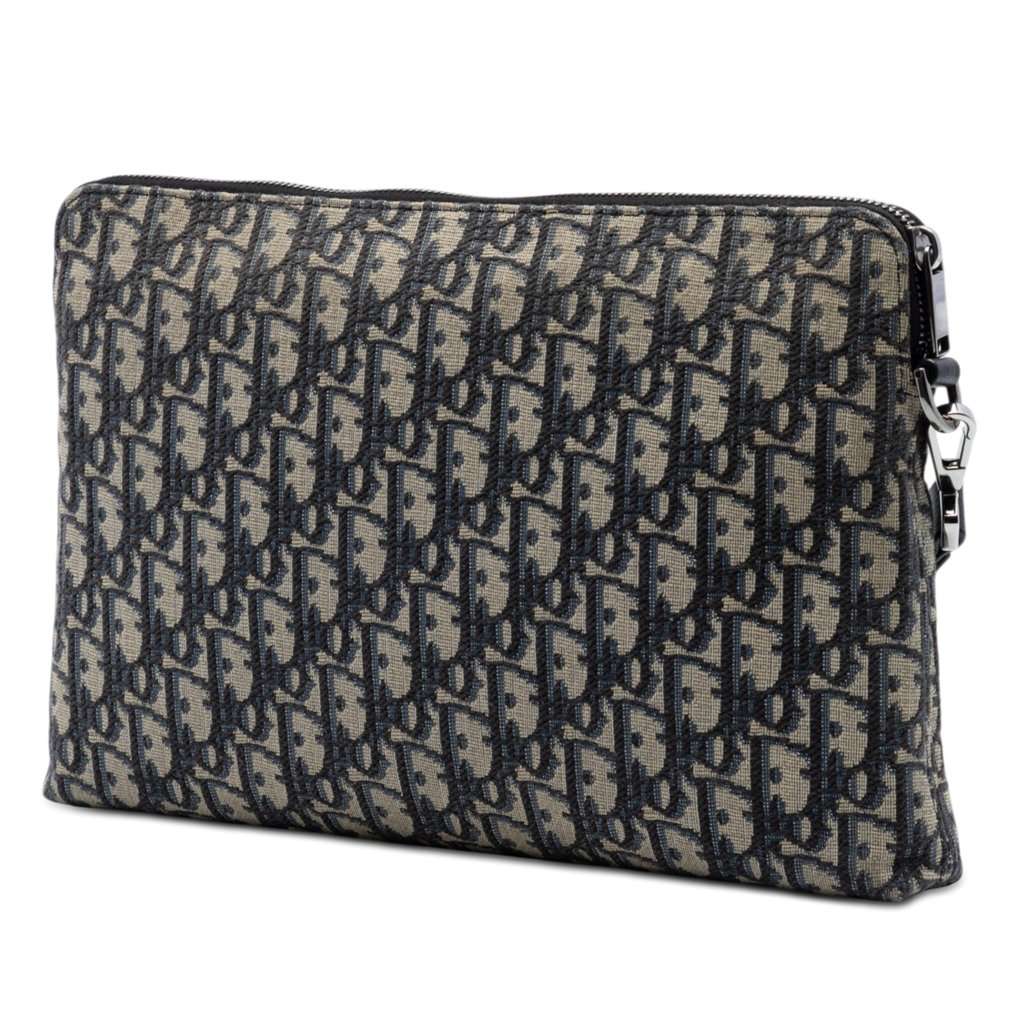 Dior Oblique Canvas A4 Zipped Pouch Blue Very good condition - Back View
