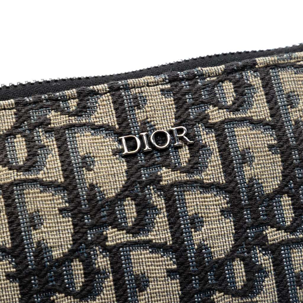 Dior Oblique Canvas A4 Zipped Pouch Blue Very good condition - Box View