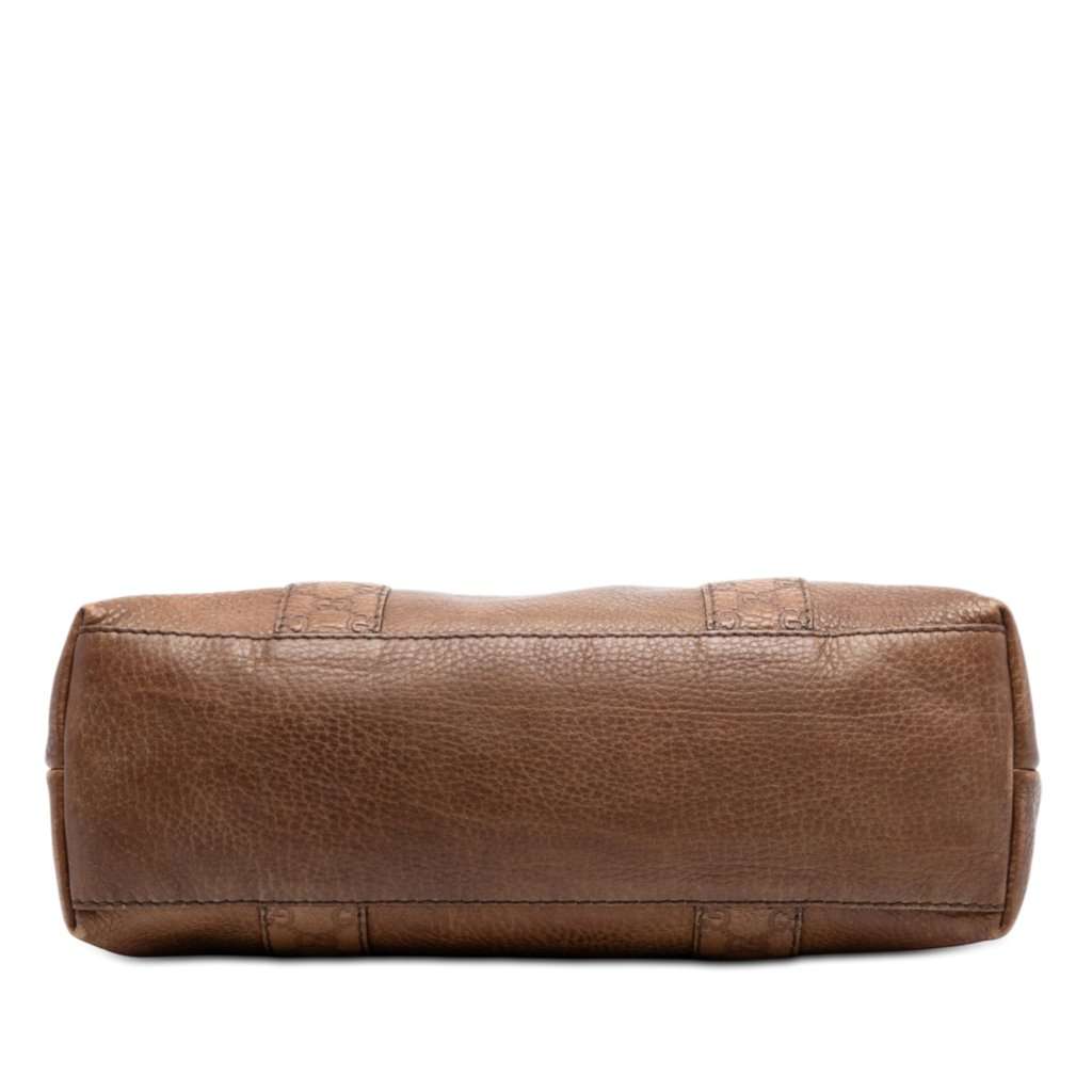 Gucci Medium Guccissima Trimmed Calfskin Bamboo Libeccio Tote Brown Leather Very good condition - Inside View