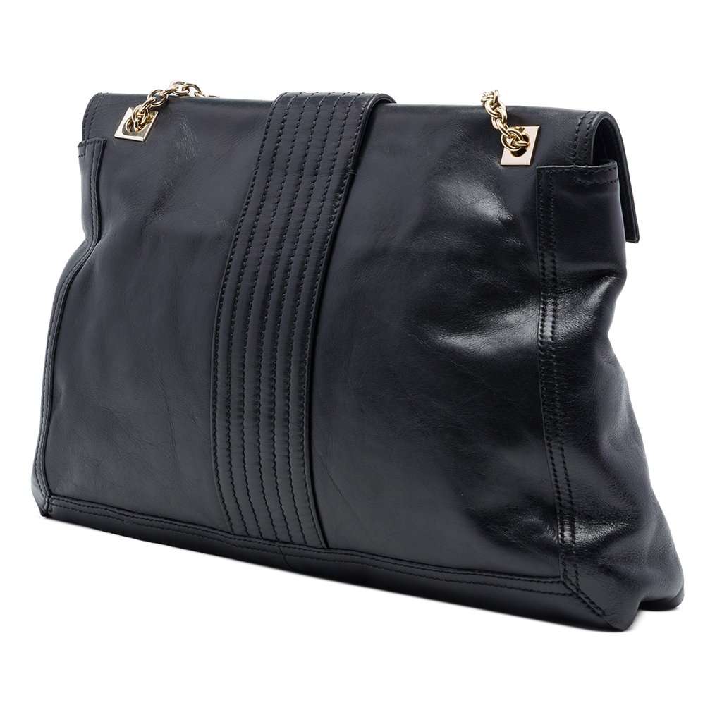 Fendi Leather Maxi Baguette Flap Bag Black Leather Very good - Back View