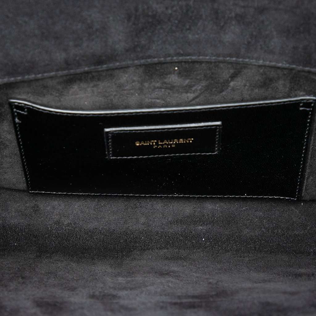 Saint Laurent Smooth Metallic Calfskin Monogram Cassandre Clutch Silver Leather Very good - Model View