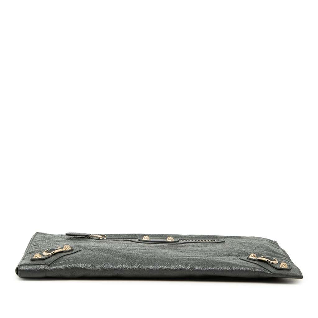 Balenciaga Lambskin Motocross Giant 12 Zip Around Flat Clutch Black Leather Very good - Inside View