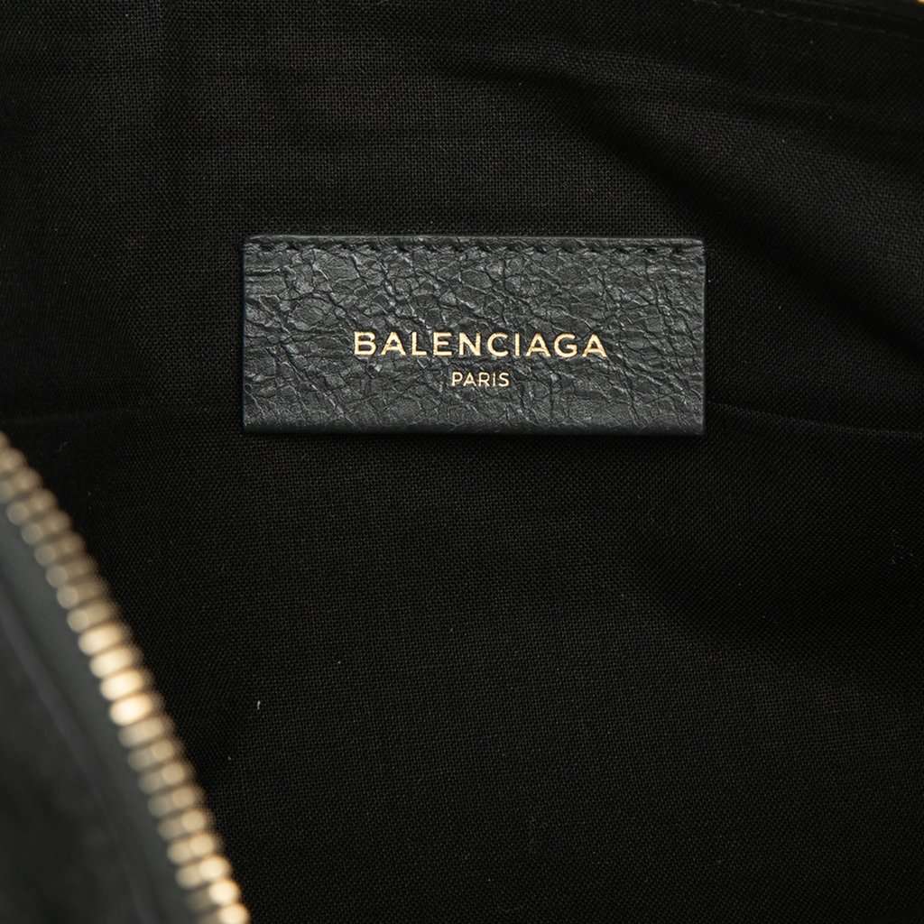 Balenciaga Lambskin Motocross Giant 12 Zip Around Flat Clutch Black Leather Very good - Box View