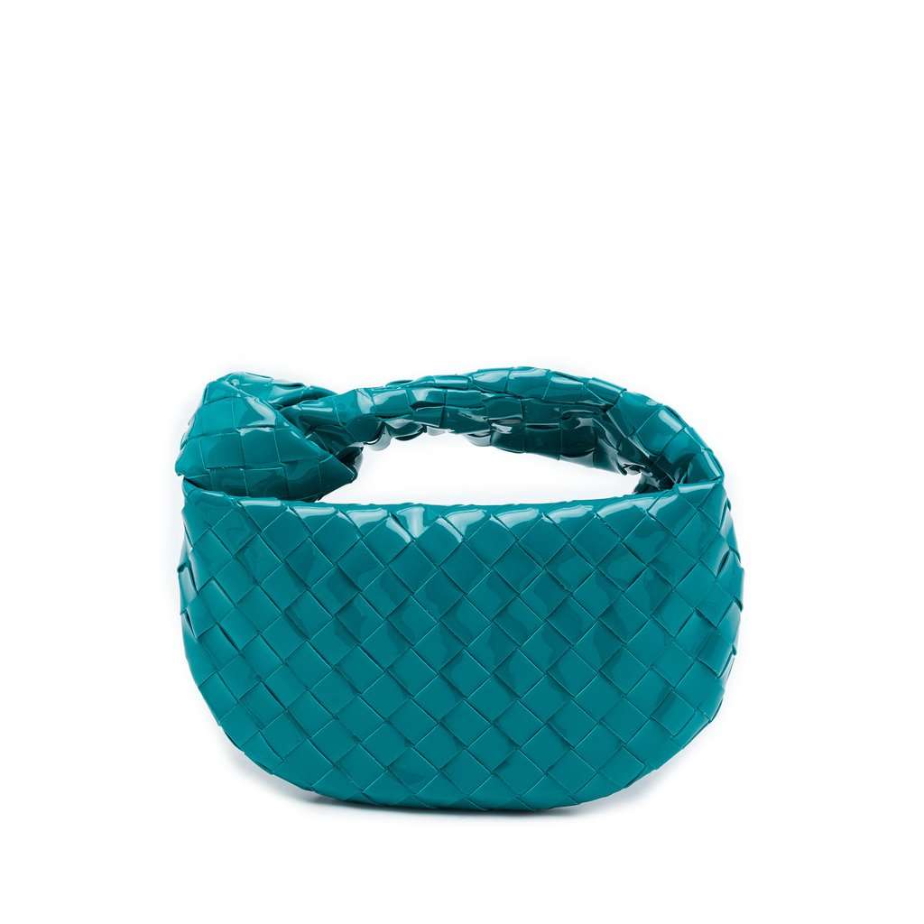 Bottega Veneta Mini Patent Intrecciato Jodie Blue Leather Very good - Front View