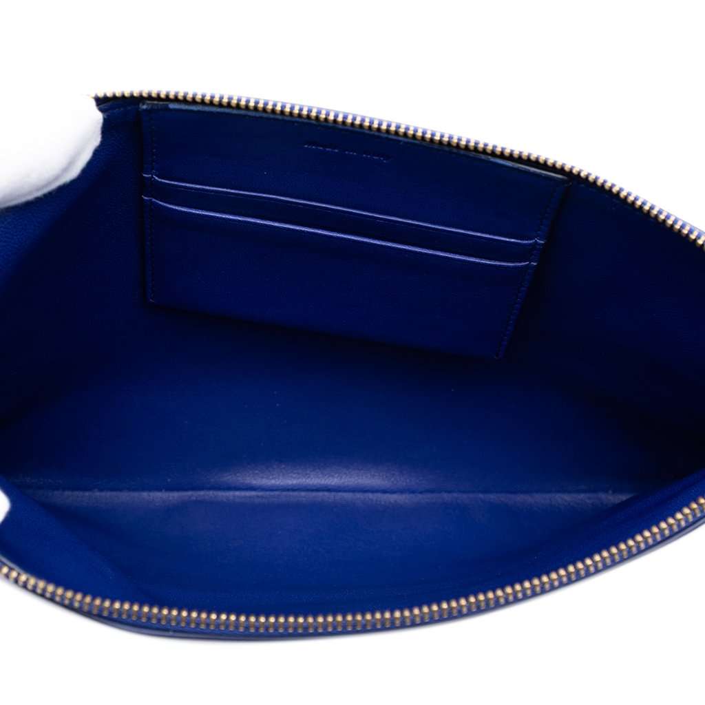 Celine Bicolor Lambskin Solo Clutch Blue Leather Very good condition - Model View
