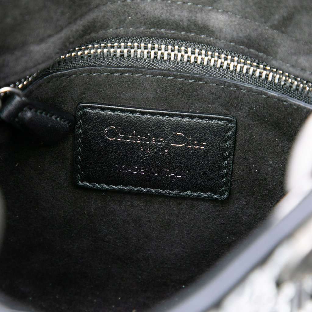 Dior Mini Smooth Calfskin Embroidered Mosaic of Mirrors Lady Dior Black Leather Very good condition - Box View