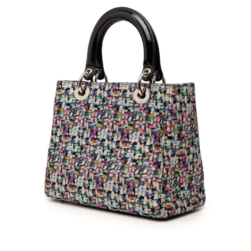 Dior Medium Multicolor Metallic Fabric and Patent Leather Lady Dior Black Very good - Back View
