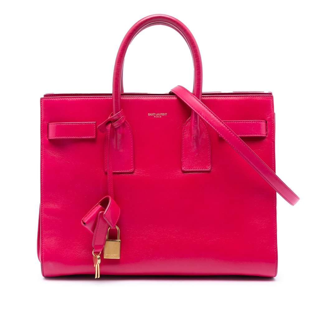 Saint Laurent Small Leather Sac De Jour Satchel Pink Leather Very good - Front View